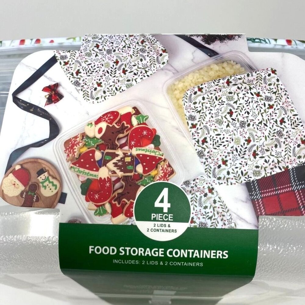Cook With Color CWC 2 Pk 16 Cup Printed Holly Food Storage Containers - Picture 4 of 9